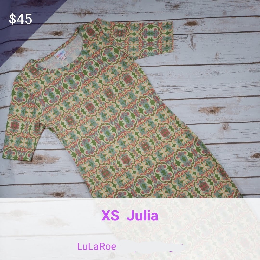 LuLaRoe Green and Red Julia Dress